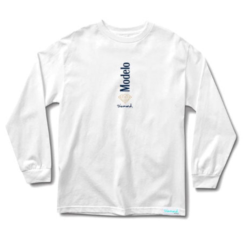 Diamond Diamond x Modelo 12 Fl. Oz Long Sleeve T Shirt White Small