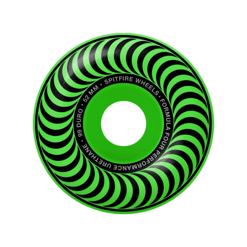 Spitfire Formula Four Classic Neon Green 52mm 99a Skateboard Wheels 52mm Duro 99a Classic