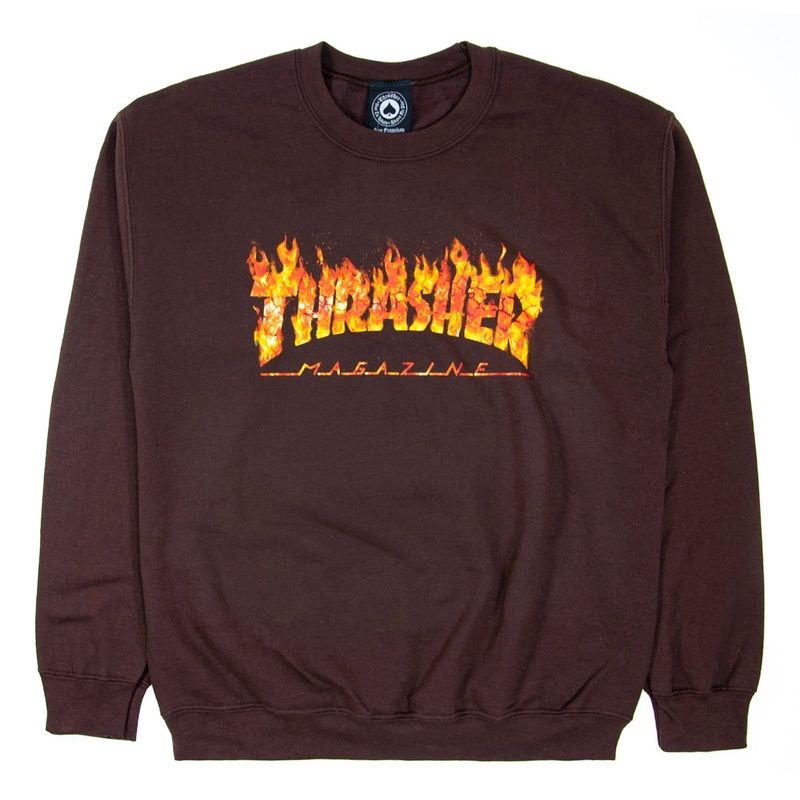 Thrasher Inferno Crew Sweatshirt – Dark Chocolate S