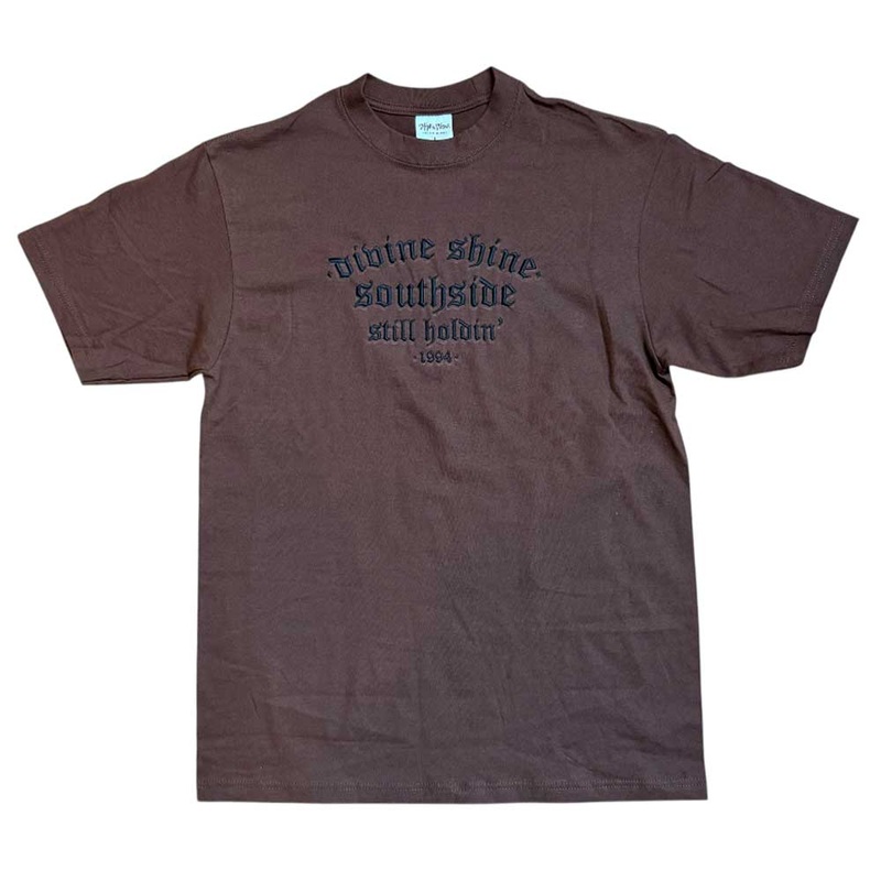 Brown Divine Shine x Southside Still Holdin Max Heavyweight Tee Embroidered Southside Skatepark SM