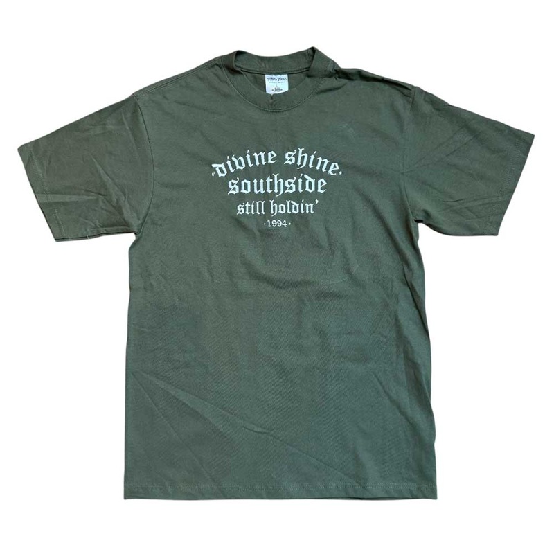 Olive Divine Shine x Southside Still Holdin Max Heavyweight Tee Embroidered Southside Skatepark SM