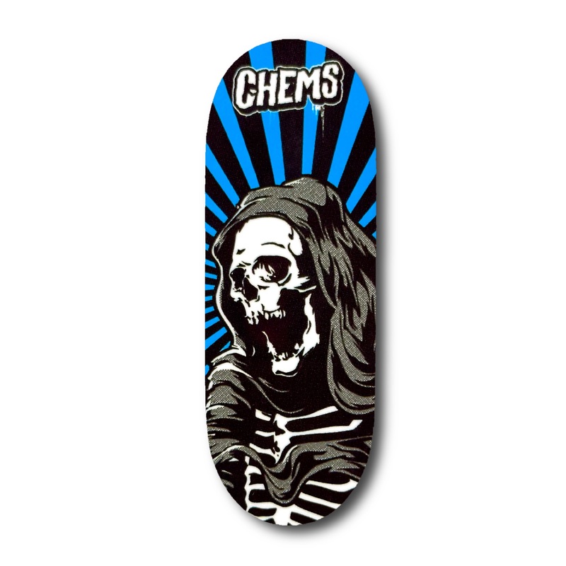 Chems Blue Background Rising Reaper Fingerboard Deck 29mm Mid-Pro Popsicle