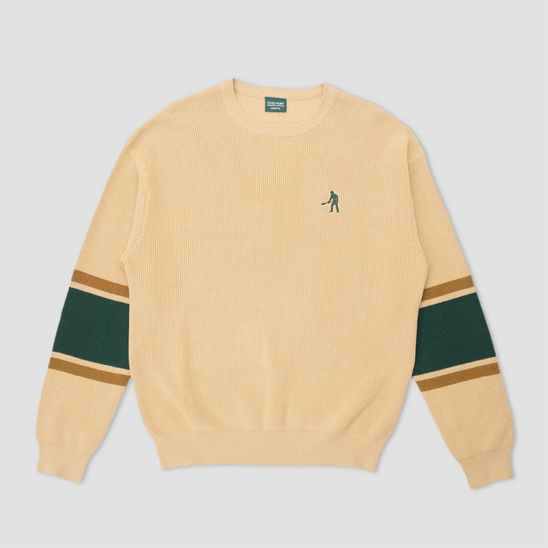 PassPort Organic Cotton Stripe Knit Sweater Cream Small