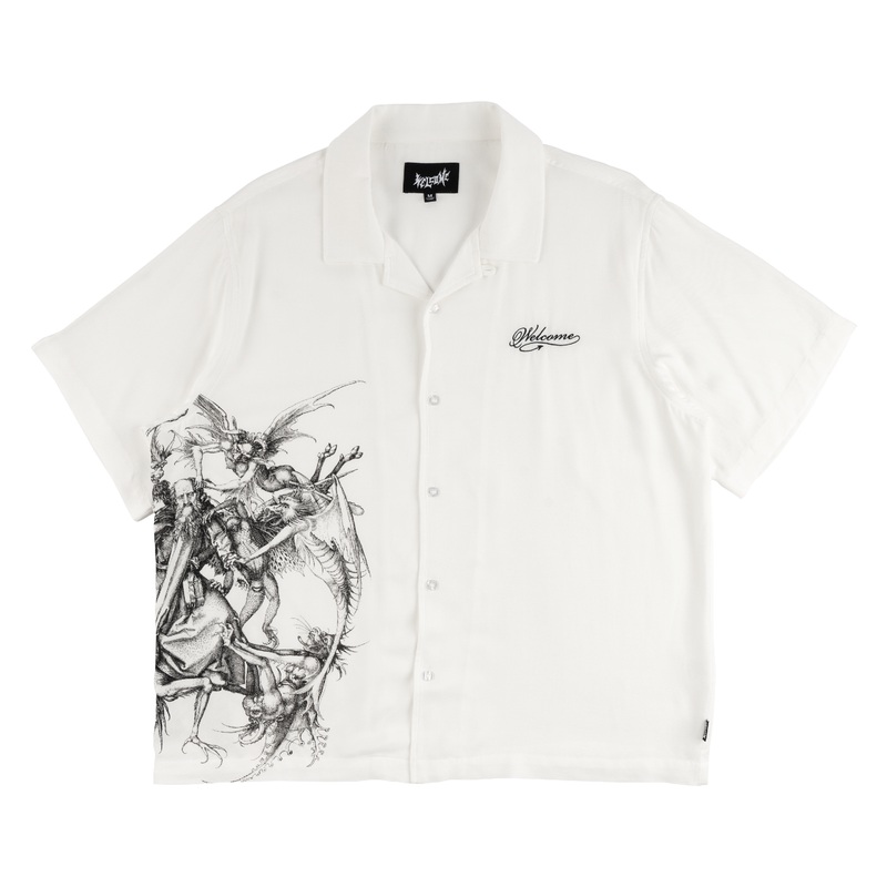Welcome Torment Printed Linen Short Sleeve T-Shirt Medium White