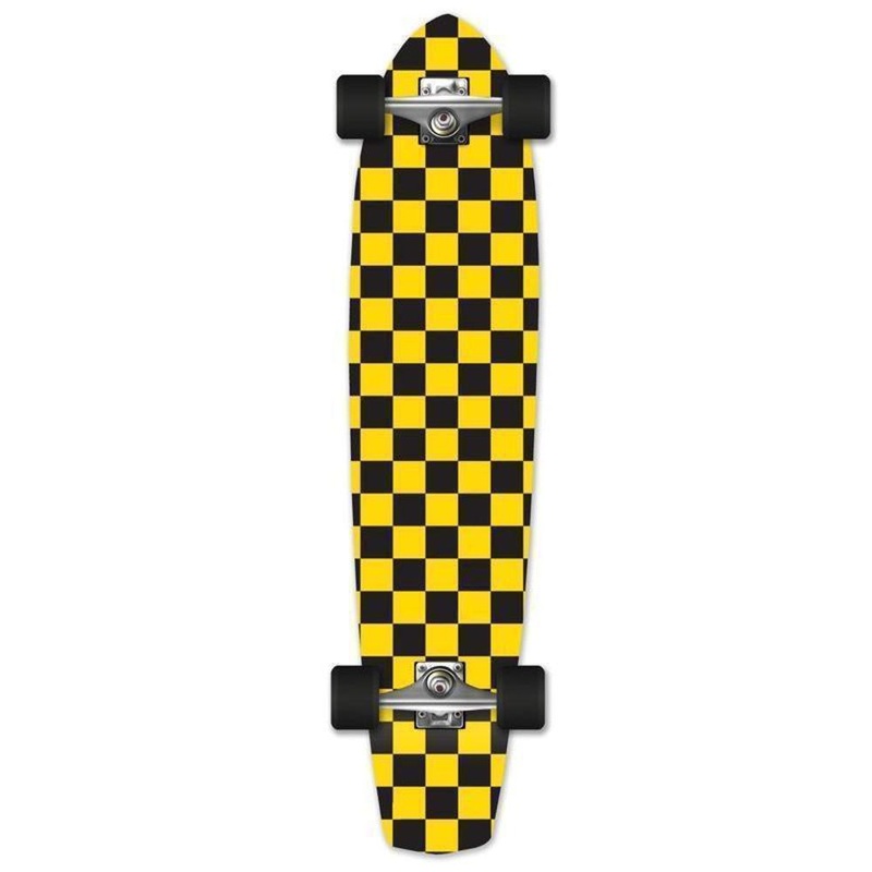 Yellow Checkered 36″ Slimkick Longboard from Punked – Complete Complete