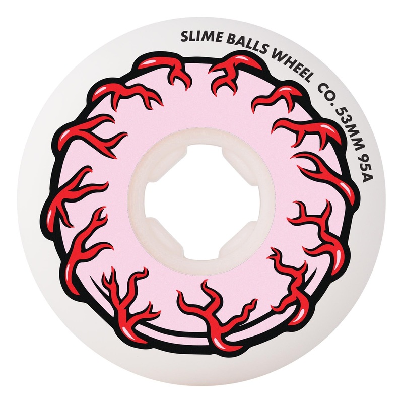 53mm Pink Eyes Vomit Mini 95a Slime Balls Skateboard Wheels White 53mm