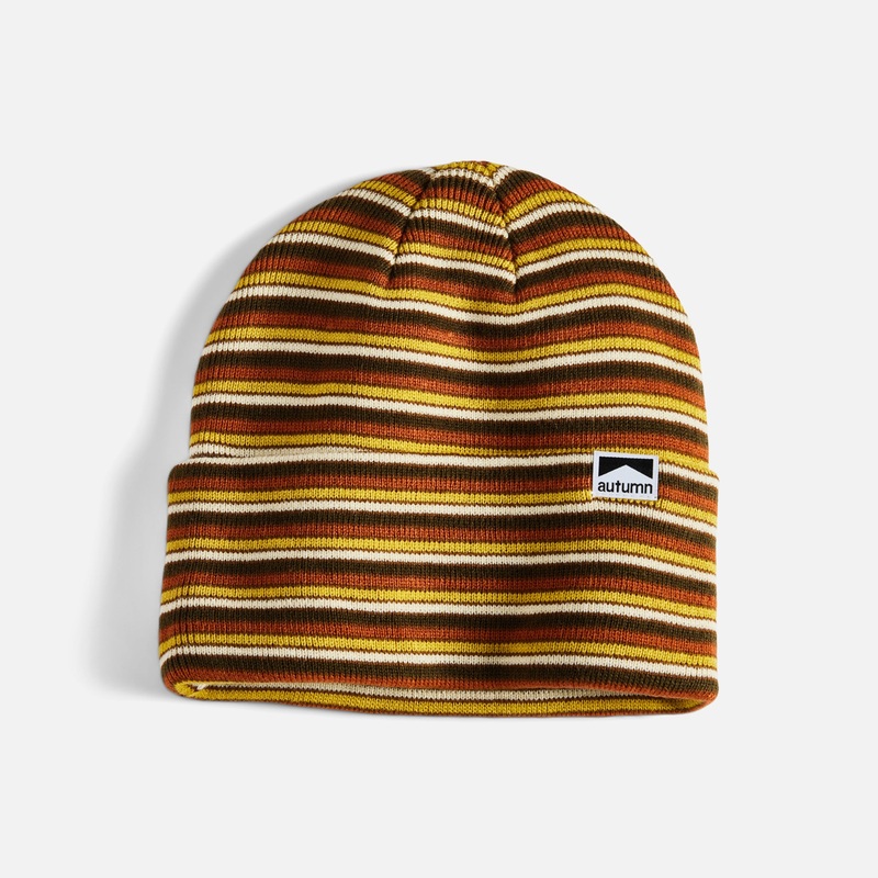 Autumn Surplus Mix Stripe Beanie Brown