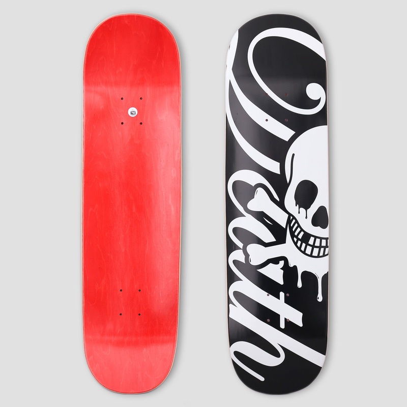 Death 8.5 Script Skateboard Deck Black / White