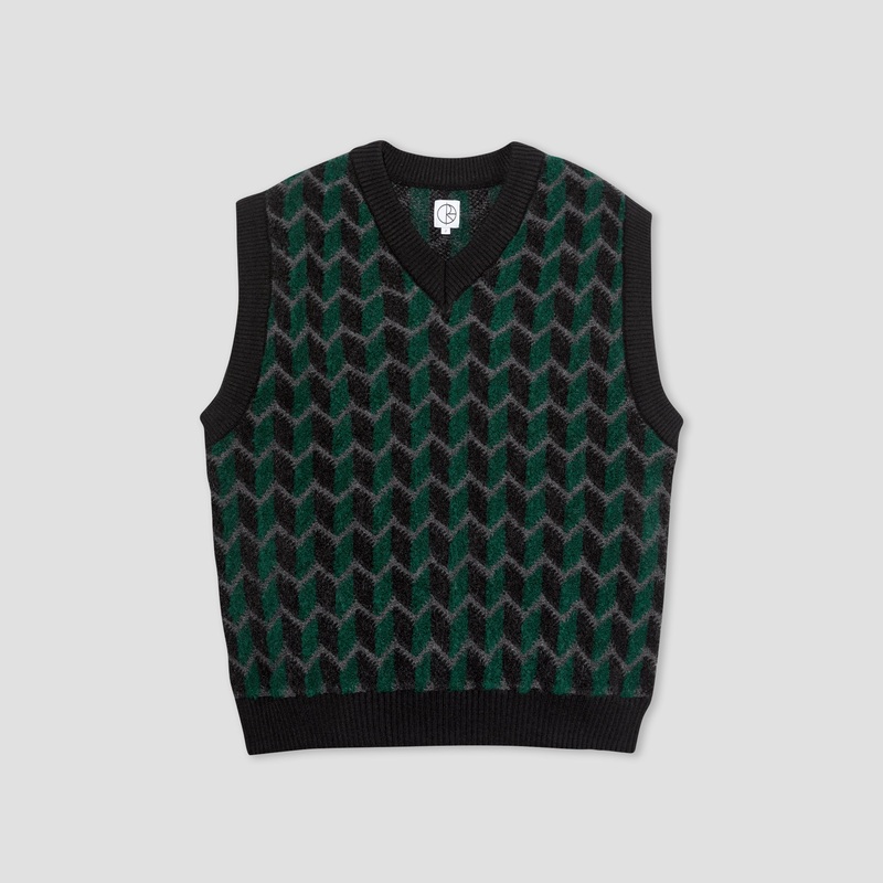 Polar Zig Zag Knit Vest Black / Dark Teal S1