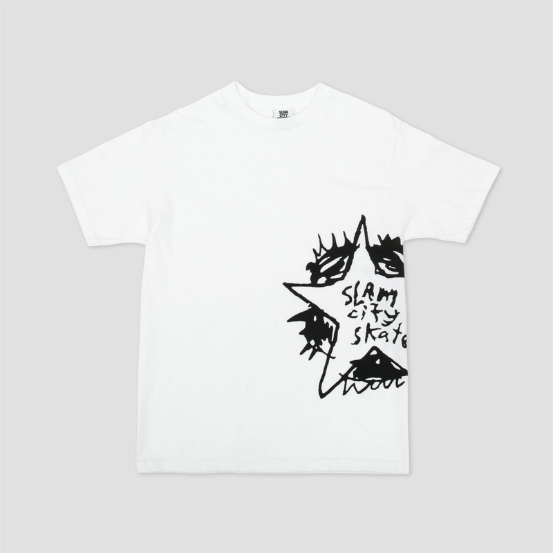 Slam City Skates Side Swank Star T-Shirt White Small