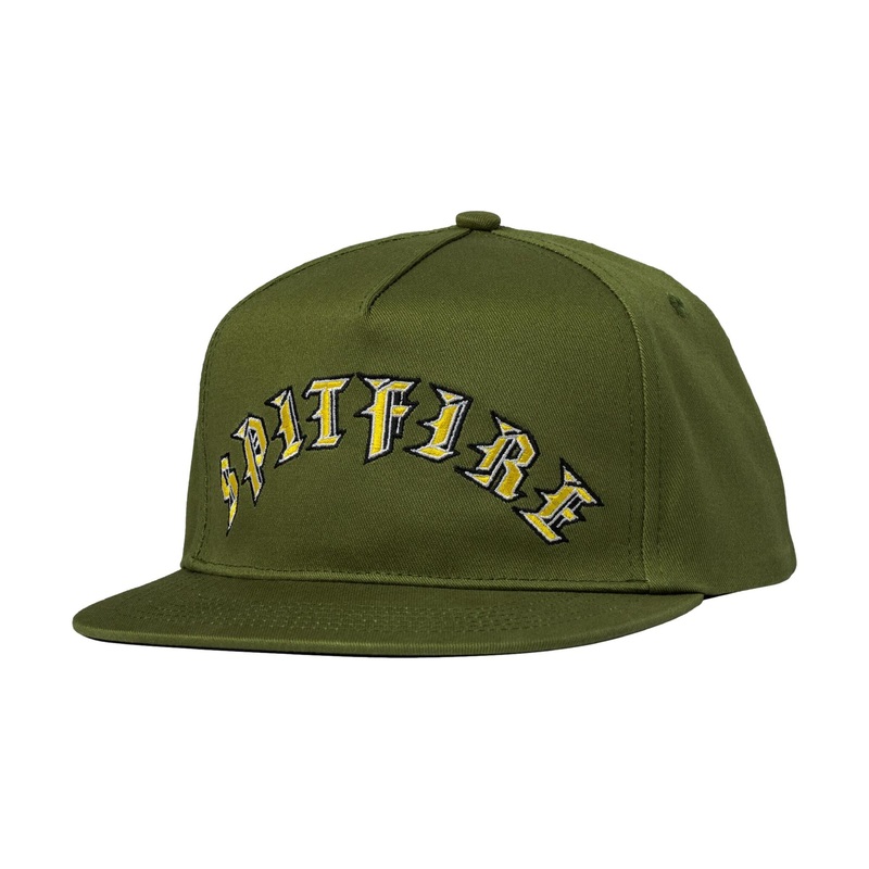 Spitfire Adj. Old E Arch Snapback Hat Olive/Gold
