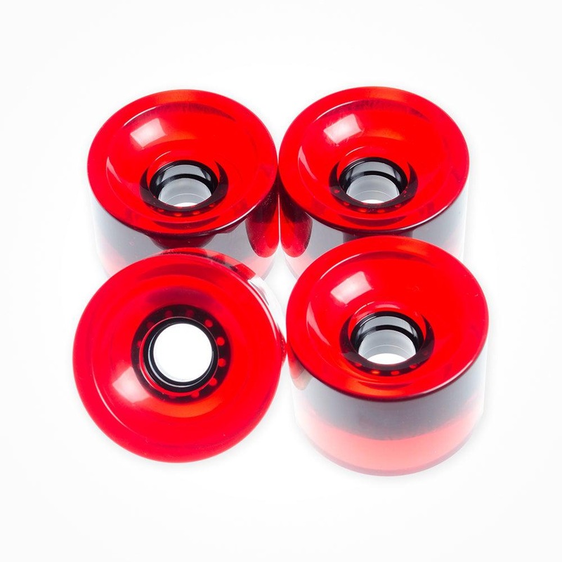 Clear Red Square Lipped Longboard Wheels 70mm x 80a