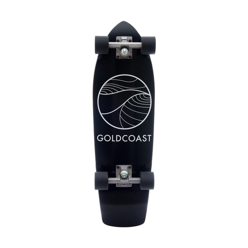 GoldCoast Classic Black 28″ Cruiser Skateboard Longboard With Kicktail Complete