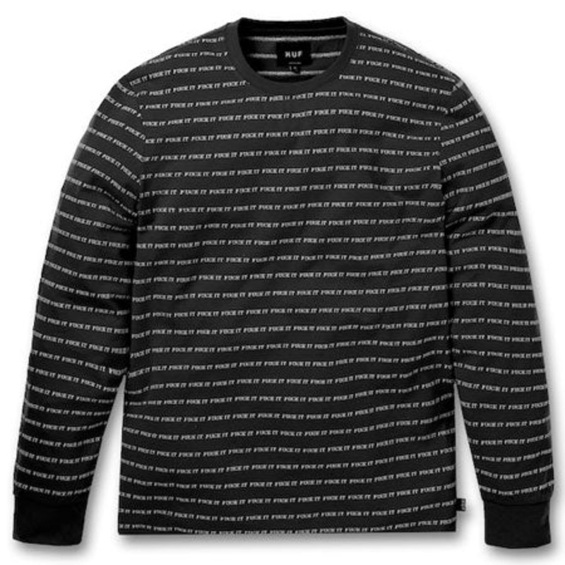 HUF Fuck It Jacquard Long Sleeve T Shirt Black Large
