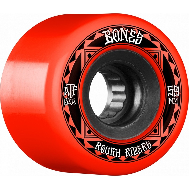BONES WHEELS ATF ROUGH RIDER SKATEBOARD WHEELS RUNNERS 59MM 80A RED 59mm