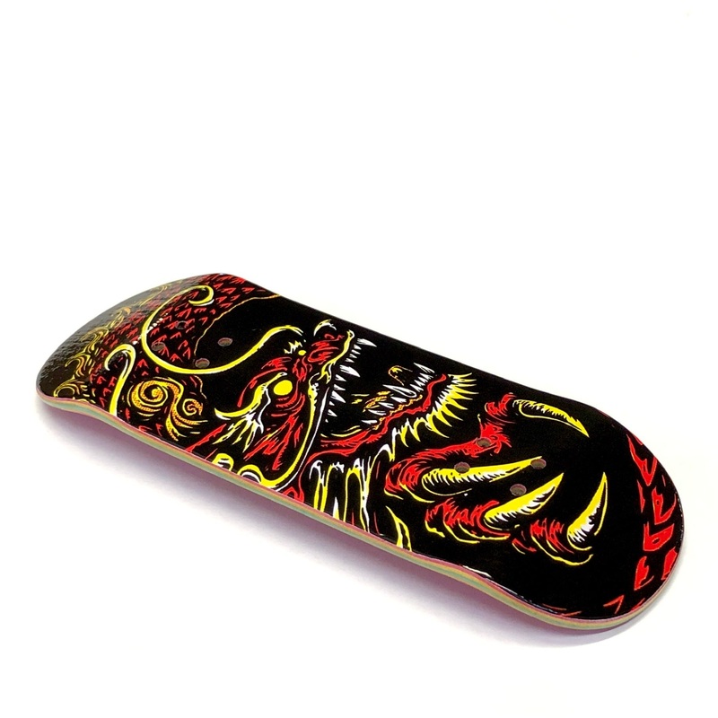 Chems Black Background “Red Dragon” Fingerboard Deck 29mm Mid-Pro Popsicle