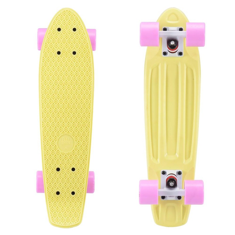 Fun Yellow 22 Inch Mini Cruiser Skateboard for Beginners Complete
