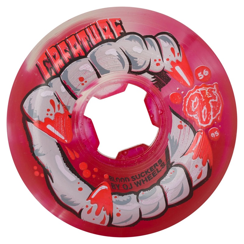 OJ 3 Creature DNA Curbsuckers Clear Swirl 95a Wheels Clear/ Red 56mm