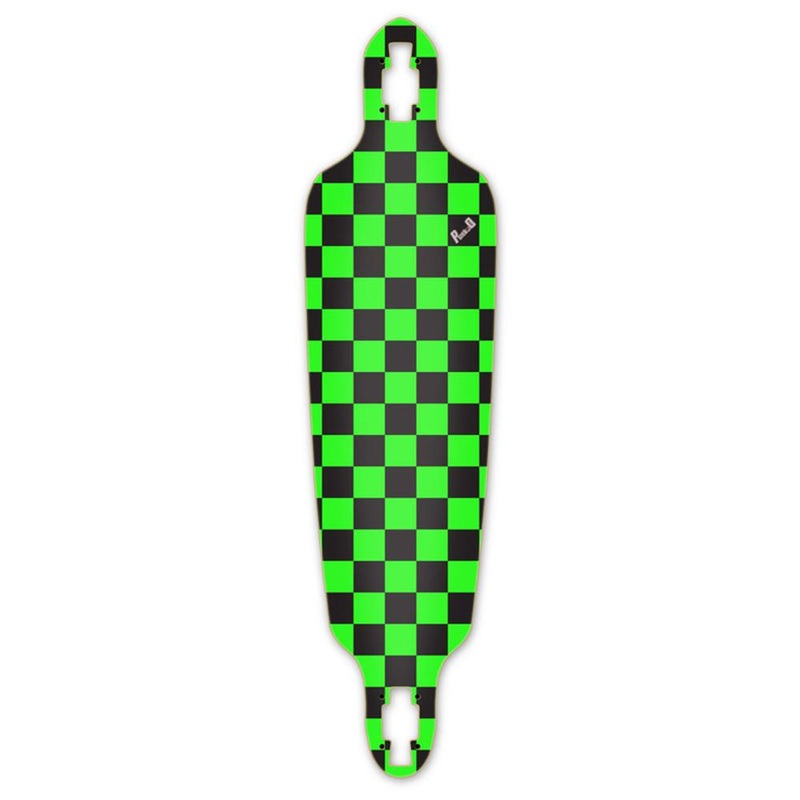 Punked Drop Through Longboard Deck – Checker Green Deck