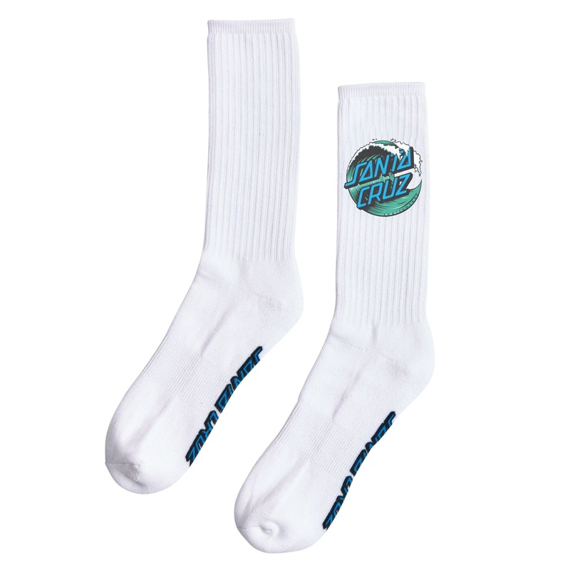Santa Cruz Wave Dot Crew Socks White
