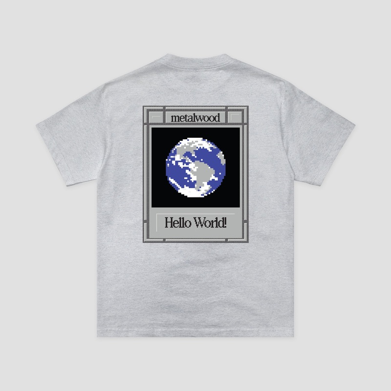 Metalwood Hello World T-Shirt Heather Grey Small