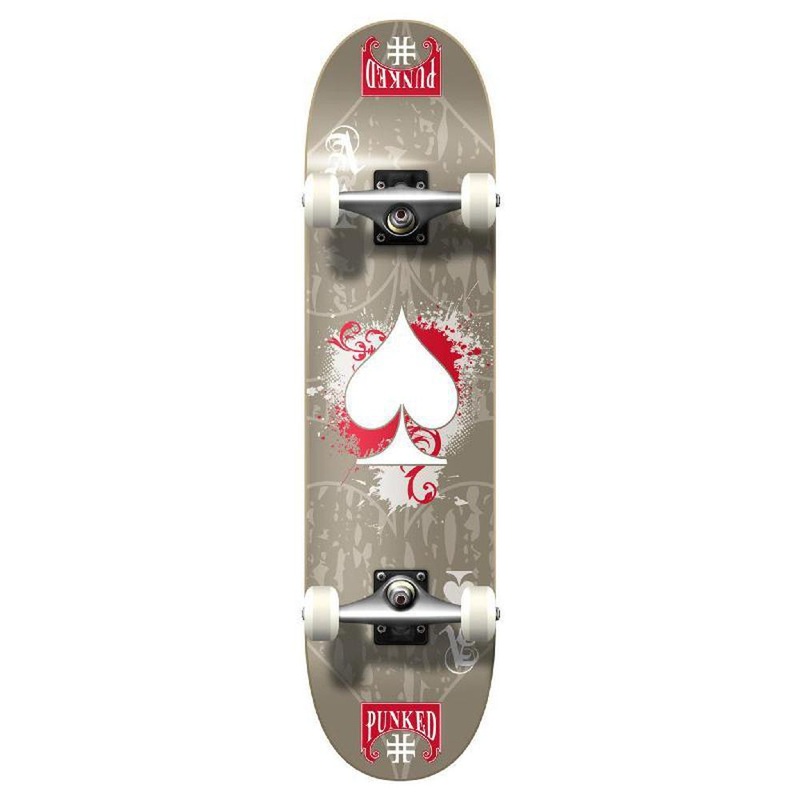 Punked Graphic Ace Grey Complete Skateboard Complete