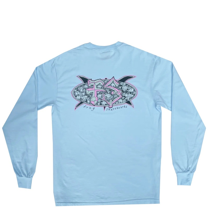 Frog Surf Turtle Long Sleeve T Shirt Water Blue S