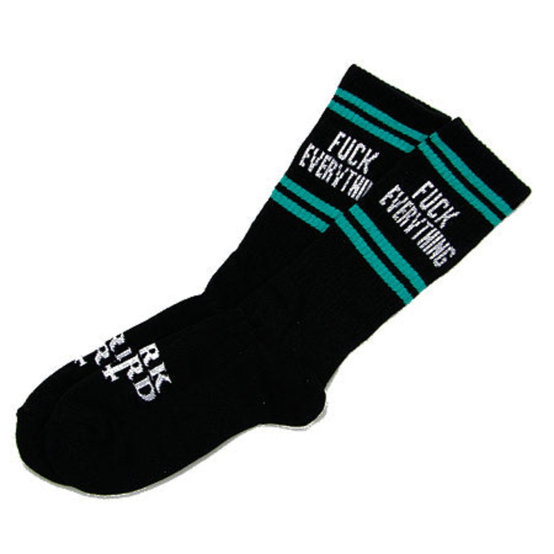 Lurk Hard Fuck Everything Crew Socks Black/ Teal One size fits all