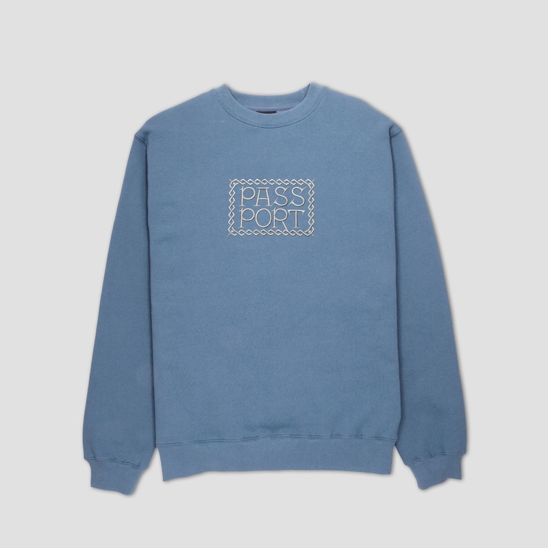 PassPort Invasive Embroidered Crew Washed Out Blue Small