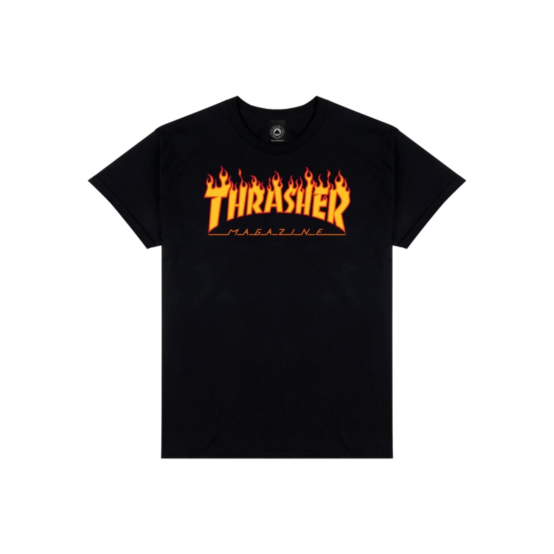 Thrasher Flame Logo T-Shirt Black Small