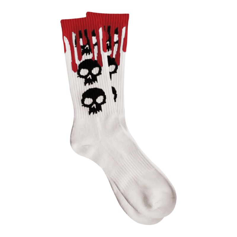 ZERO 3 SKULL BLOOD SOCKS – WHITE OS White