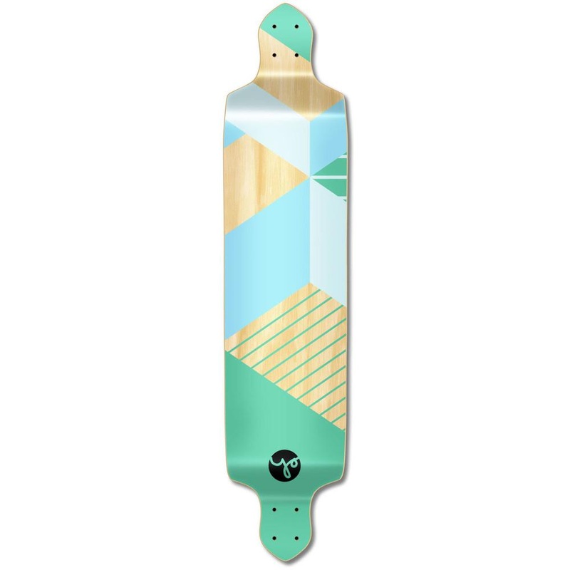 Punked Drop Down Longboard Deck – Geometric Series – Green Deck