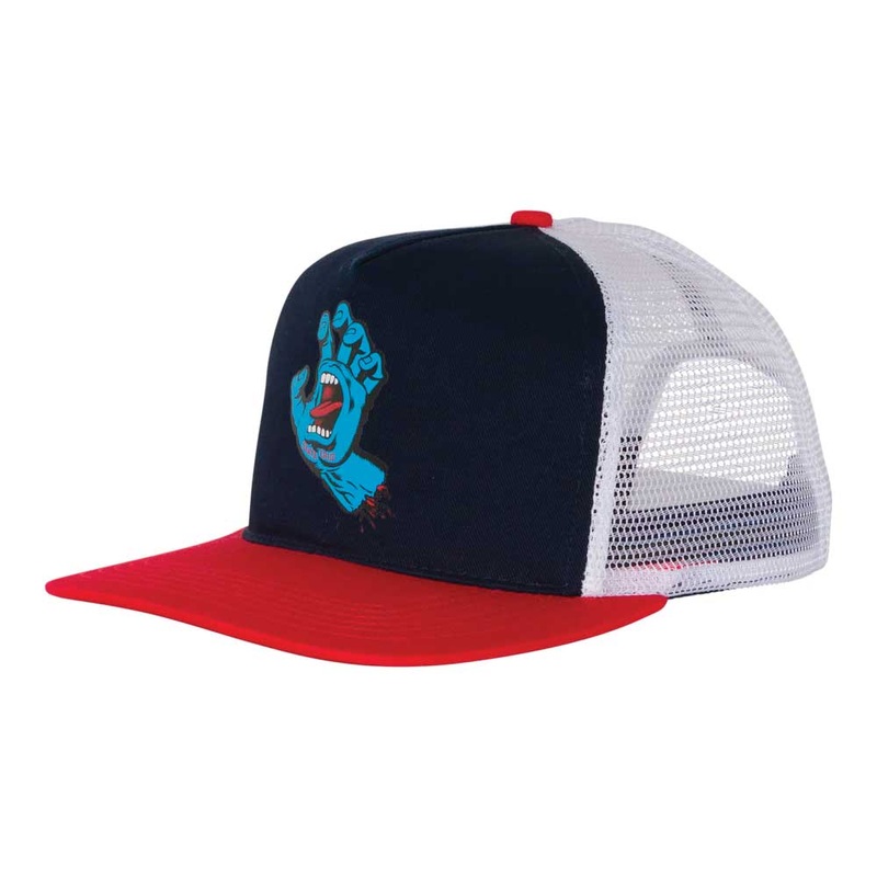 Santa Cruz Screaming Hand Front Mesh Trucker High Profile Hat – Navy/Wht/Red Navy/Wht/Red