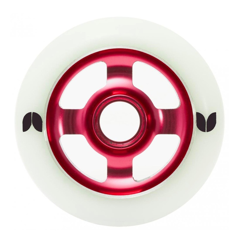 Blazer Pro – 100mm – Stormer 4 Spoke Aluminium Core Scooter Wheel – White / Red