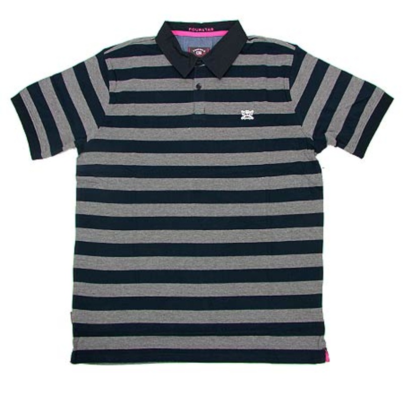 Fourstar Mark Gonzales Polo Shirt Heather Grey/ Navy Extra Large