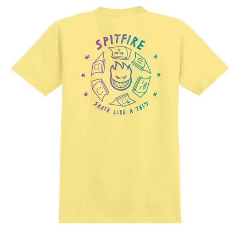 Spitfire SK8 Like a Girl Short Sleeve T-Shirt Small Yellow