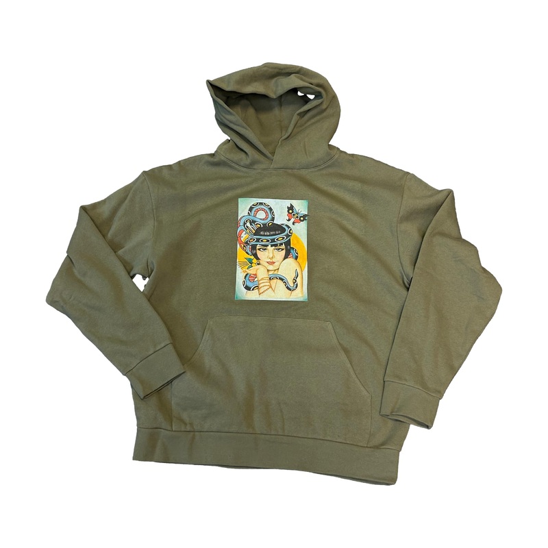 Venue Snake Girl Hooded Sweatshirt Olive S