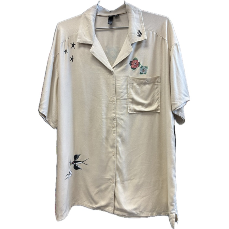 Volcom Women’s FA Seth Conboy Short Sleeve Shirt Small Oat