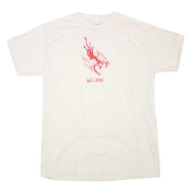 Welcome Skateboards Unholy Diver T Shirt Natural/ Red Large
