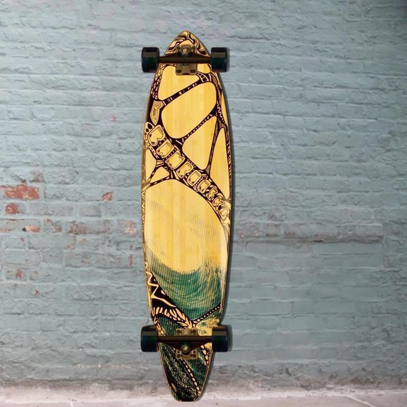 Bamboo Square Tail Tidal Rider 39″ Cruiser Longboard Complete