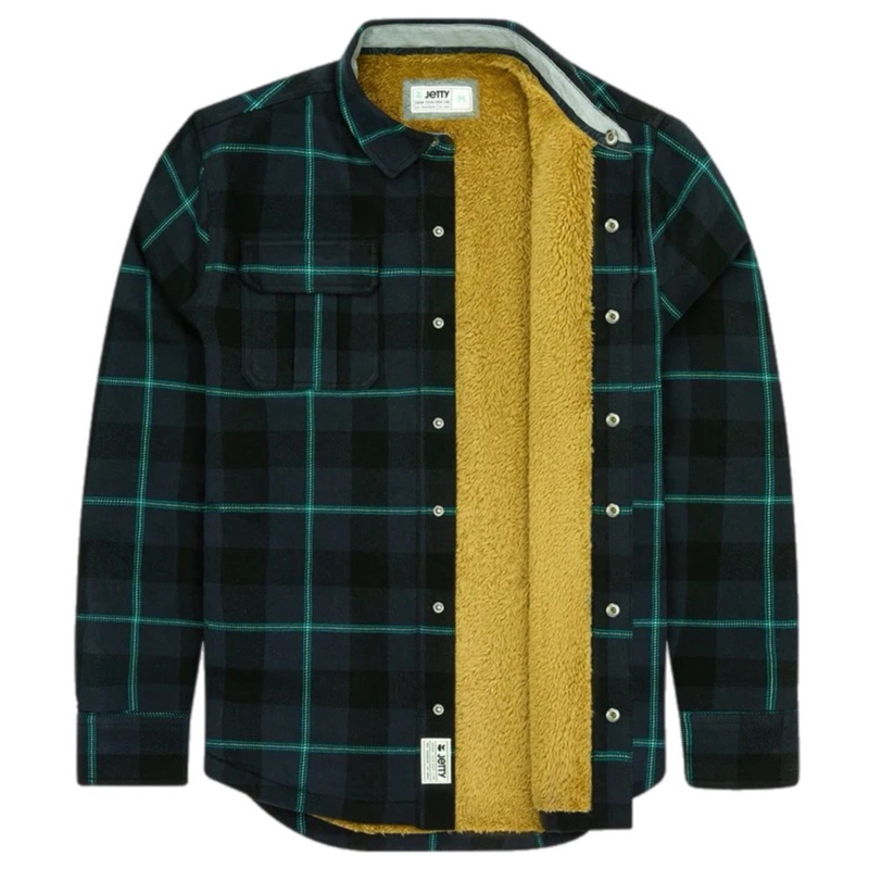 JETTY SHERPA LINED FLANNEL BLK MINT S