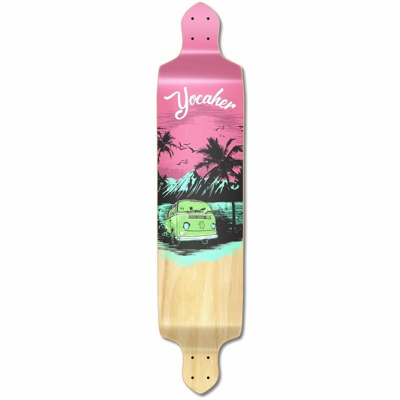 Punked Drop Down Longboard Deck – VW Series – Pink N’ Mint Deck