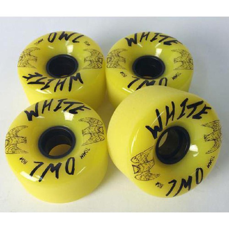 White Owl Longboard Skateboard Wheels 70mm Yellow 80A Set