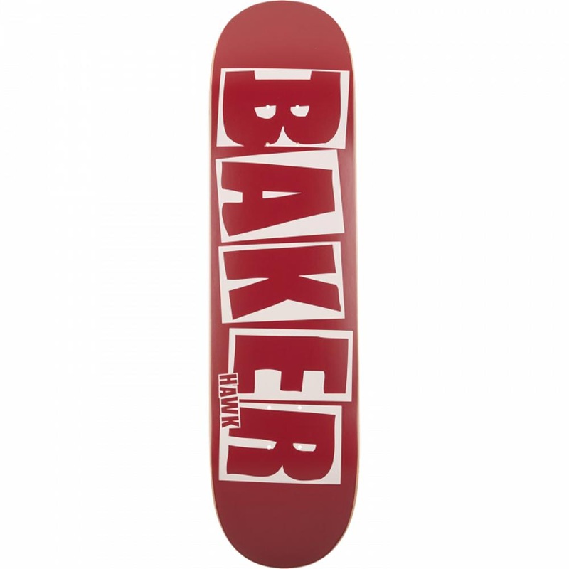 Baker Hawk Brand Name 8.0″ Maroon Skateboard Deck