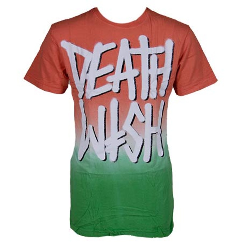 Deathwish Deathstack T Shirt Coral/ Green Fade Large
