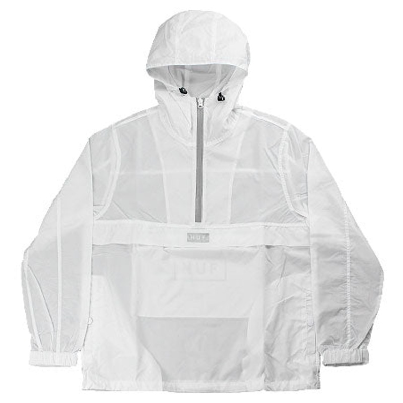 HUF Sequoia Anorak Hooded Windbreaker Jacket White Large