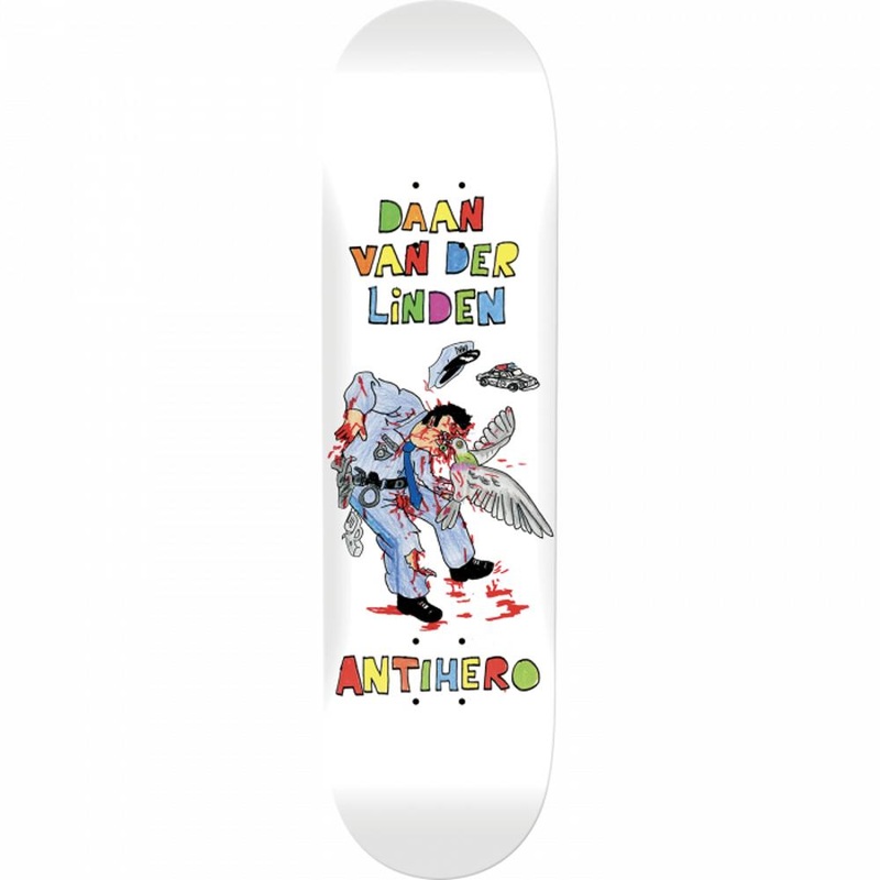 Antihero Pigeon Vision Van Der Linden 8.38″ White Skateboard Deck
