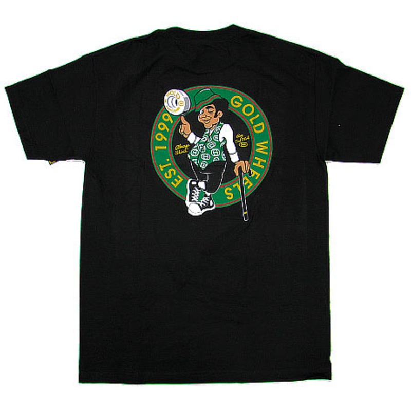 Gold Wheels Spinners T Shirt Black Extra Large
