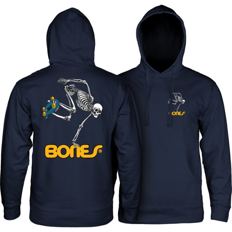 Powell Peralta Skateboard Skeleton Hood Sweatshirt Mid Weight Navy S