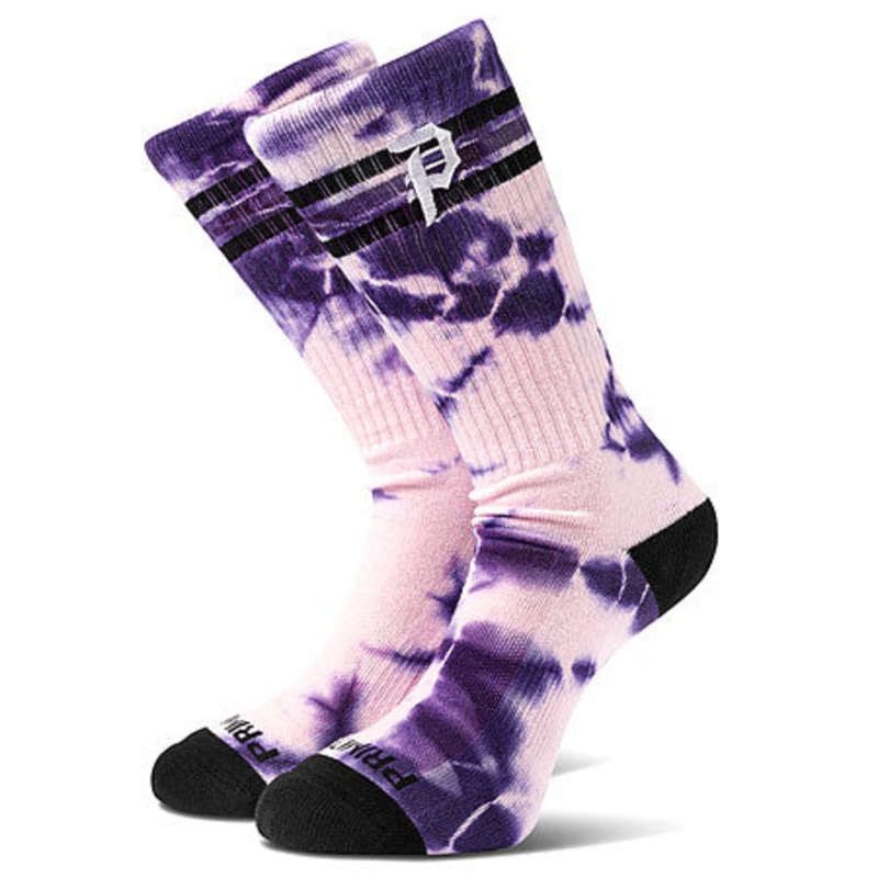 Primitive Skateboarding Dirty P Washed Ringer Crew Sock Purple Tie Dye One size fits all